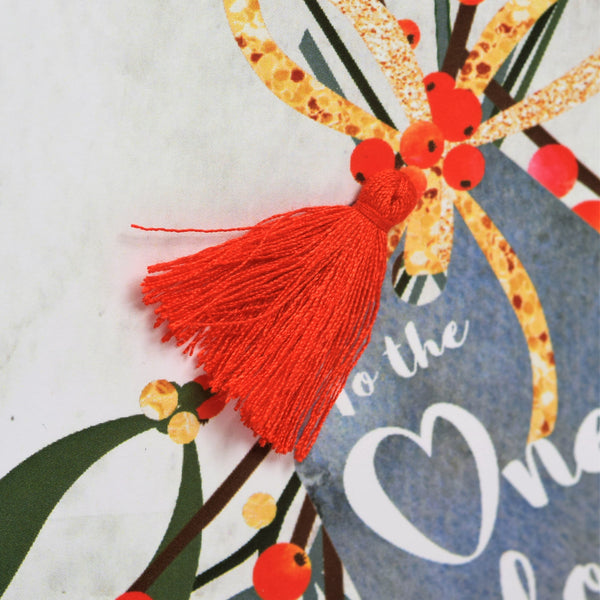 Christmas Card, Mistletoe, To the One I love Happy Christmas, Tassel Embellished